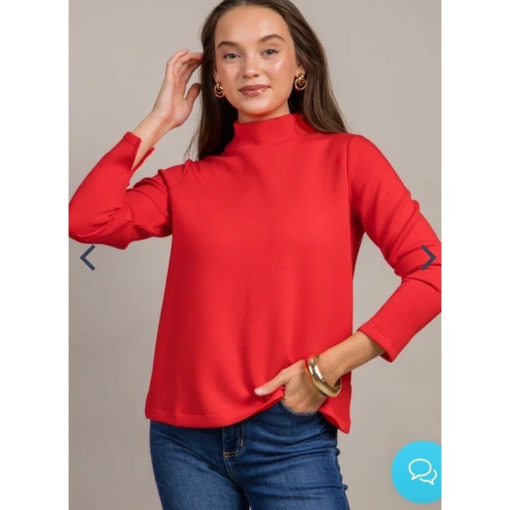 Spanx AirEssentials Mock Neck Red Top Very Soft Size Small Super Soft!